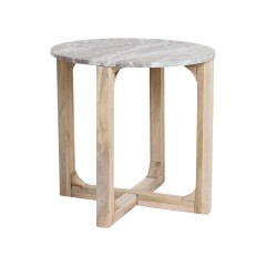 SIDE TABLE MARBLE FANTASY BROWN TEAK BASE 50 
